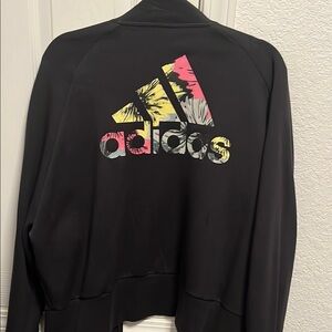 Adidas Black Jacket with Floral Logo